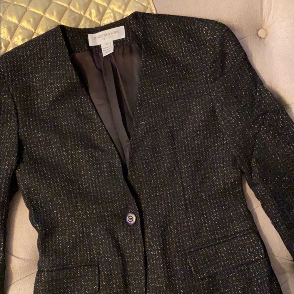 Jones New York Black Sparkle Wool Blazer - Women's Jacket